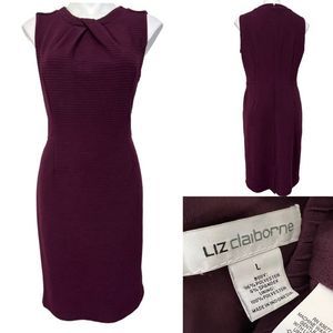Liz Claiborne size L plum purple stretchy textured sheath dress